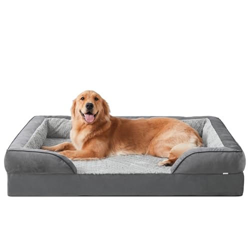 JOEJOY Extra großes Orthopädisches Hundebett, extra großes waschbares Katzenbett Hundekissen mit Wabenstruktur und abnehmbarem wasserdichte Fütterung Schaumstoff hundebett orthopädisch Grau von JOEJOY