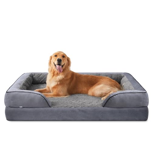 JOEJOY Extra großes Orthopädisches Hundebett, extra großes waschbares Katzenbett Hundekissen mit Wabenstruktur und abnehmbarem wasserdichte Fütterung Schaumstoff hundebett orthopädisch Hellgrau von JOEJOY