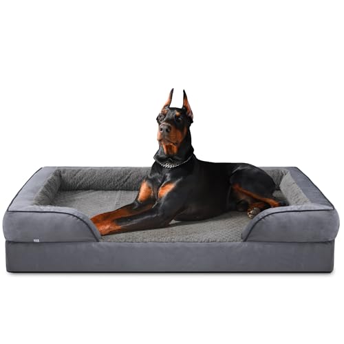 JOEJOY XXL Orthopädisches Hundebett, XXL waschbares Katzenbett Hundekissen mit Wabenstruktur und abnehmbarem wasserdichte Fütterung Schaumstoff hundebett orthopädisch Hellgrau von JOEJOY