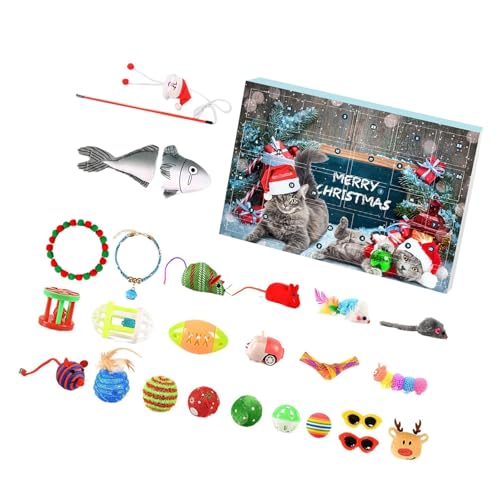 JOERBABU Adventskalender Katzen Spielzeug Lustiger Teaser Cartoon Fischrute Lustige Übung Teaser Stick Spielzeug für Katzen mit Cartoon Fischrute von JOERBABU