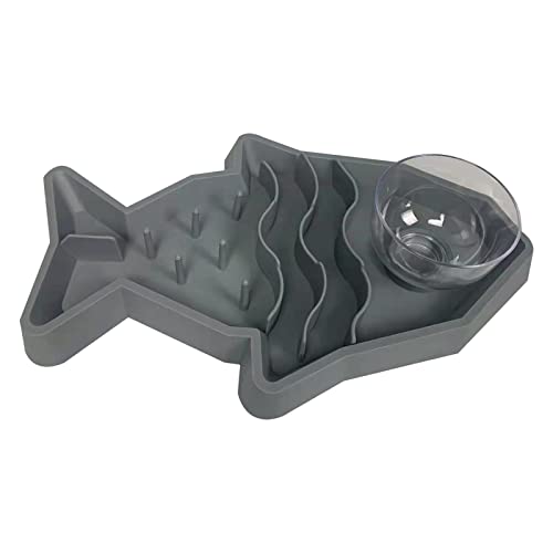 JOERBABU Pet Slow Eating Feeder Fish Bone Shape Dog Bowl for Cat Bowls with Waterer Treat Mat Interactive for Dog for Cat von JOERBABU