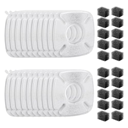 JOFUUM 20er-Pack Ersatzfilter & 20er-Pack -Wasserfilter für Haustiere, Dreifachfiltrationssystem, Katzenbrunnen, Langlebig, Einfach zu Bedienen von JOFUUM