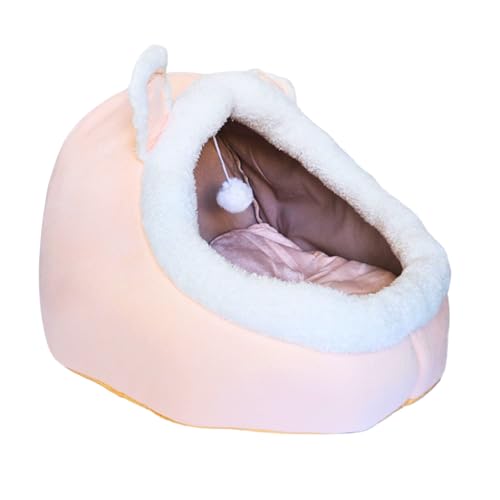 JOHANNA'S GATEAU Katzenbett Höhle, überzogenes Katzenbett mit abnehmbarem, waschbarem, gepolstertem Kissen, bequeme wärmende Katzenbetten für Indoor-Katzen (Rosa, klein) von JOHANNA'S GATEAU