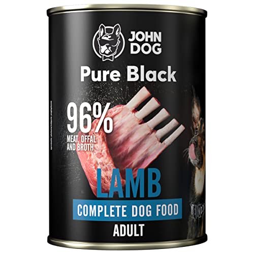 John Dog Nassfutter Pure Black Lamm 400g. 100% naturbelassene, hochwertige ZutatenKeine künstlichen Konservierungsstoffe, Farbstoffe oder Geschmacksverstärker, ohne Getreide. von JOHN DOG