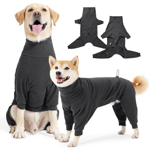 JOHNBOLIN Warmer Hundepullover, weiches Rollkragen-Sweatshirt, postoperativer Genesungsanzug, Kaltwetterweste für Hunde, Hunde-Overall, Kleidung, Haustier-Hunde-Pyjama (Dunkelgrau, Größe XS) von JOHNBOLIN