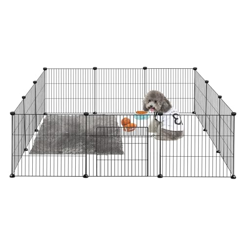 JOIEYOU Freilaufgehege, Kleintiergehege aus Metallgitter für Kaninchen, Welpen, Kätzchen, Hamster, Meerschweinchen, Nagetiere – Netz, 142 x 72 x 36 cm von JOIEYOU