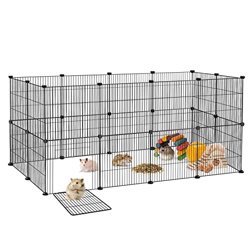 JOIEYOU Freilaufgehege, Kleintiergehege aus Metallgitter für Kaninchen, Welpen, Kätzchen, Hamster, Meerschweinchen, Nagetiere – Netz, 142 x 75 x 72 cm von JOIEYOU