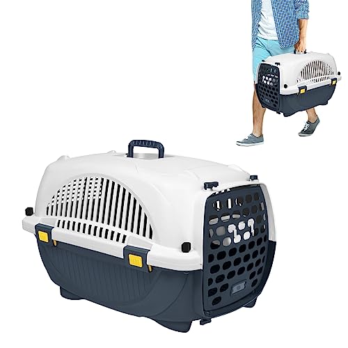 JOIEYOU Haustiere Transportbox Tragbar Kunststoff Tiertransportbox für Katzen Hunde Kaninchen 60x37x37cm von JOIEYOU