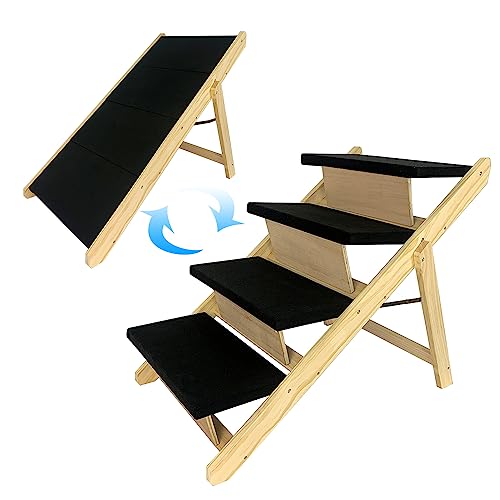 JOIEYOU Hunderampe 2 in1 Haustiertreppe 100cm Faltbar Hundetreppe Rampe Hund Anti-rutsch Petwalk Hundeleiter Auffahrrampe Tiertreppe Hundeleiter Katzentreppe, 100x46x63cm (Typ B) von JOIEYOU