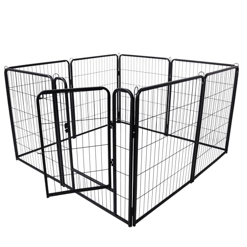 JOIEYOU Welpenlaufstall Pet, Freilaufgehege Hund mit automatischer Verriegelung, Metall Faltbare Freigehege mit 1 Tür, 8 TLG. 65x80 cm von JOIEYOU