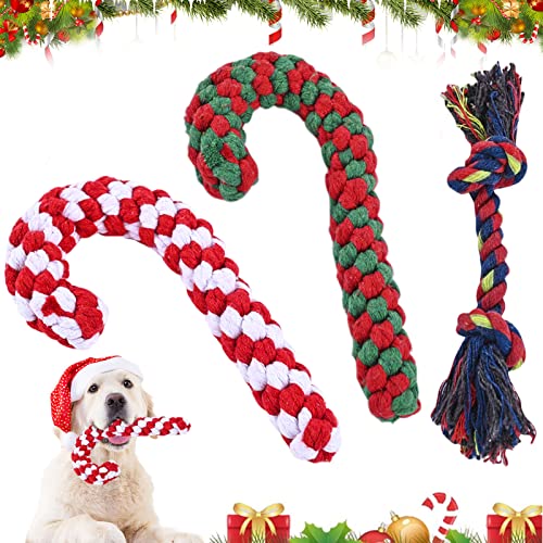 JOKILY 3Pcs Hunde Kauspielzeug, Hundespielzeug Seil,Weihnachts-Zuckerstangen-Seil, Hundeseilspielzeug, Weihnachten Hund Haustiere Kauen, Hundespielzeug Zuckerstange, Weihnachten Hundespielzeug (A) von JOKILY