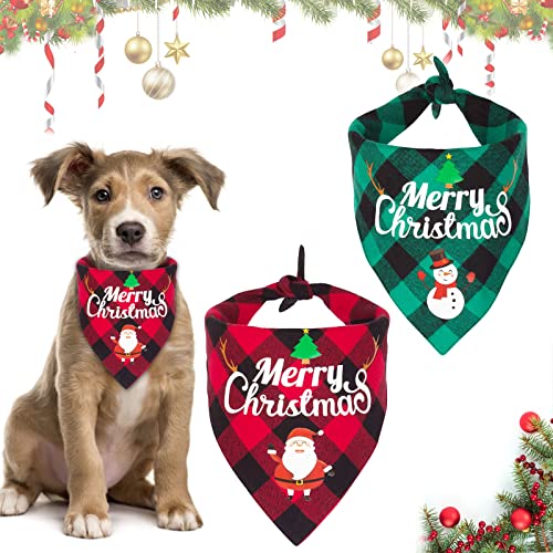 JOKILY 2 Stücke Weihnachten Haustier Bandanas, Halstuch Hund, Schal Halstuch für Weihnachten Haustier Kostüm, Dreieck Haustier Lätzchen für Haustier Weihnachten Kostüm Dekoration Zubehör (2A) von JOKILY