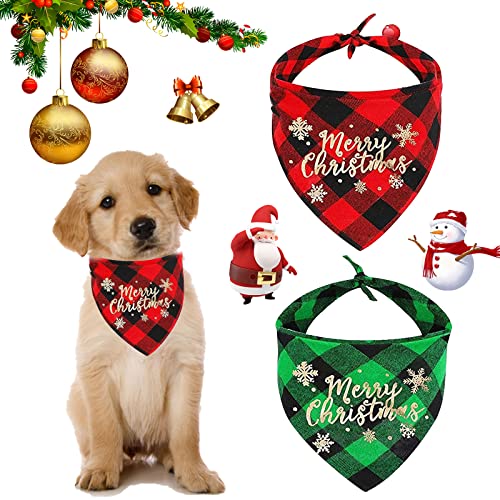 JOKILY 2 Stücke Weihnachten Haustier Bandanas, Halstuch Hund, Schal Halstuch für Weihnachten Haustier Kostüm, Dreieck Haustier Lätzchen für Haustier Weihnachten Kostüm Dekoration Zubehör von JOKILY