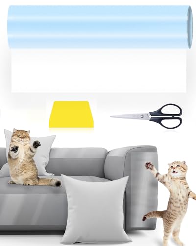 Kratzschutz Katze Tape 3m(20cm x 3m), Sofa Transparent Kratzschutz, Möbelschoner Katze Möbelschutz Kratzpads, Sofa Katze Pad Hunde Kratzschutz für Sofa Wand Tür und Möbel von JOKSNK