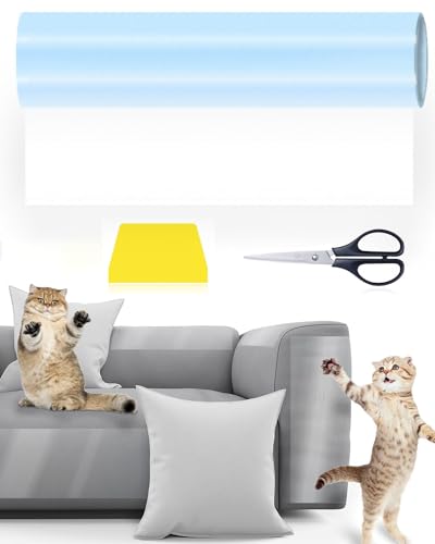 Kratzschutz Katze Tape 3m(30cm x 3m), Sofa Transparent Kratzschutz, Möbelschoner Katze Möbelschutz Kratzpads, Sofa Katze Pad Hunde Kratzschutz für Sofa Wand Tür und Möbel von JOKSNK