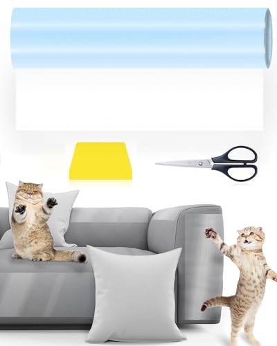 Kratzschutz Katze Tape 5m(30cm x 5m), Sofa Transparent Kratzschutz, Möbelschoner Katze Möbelschutz Kratzpads, Sofa Katze Pad Hunde Kratzschutz für Sofa Wand Tür und Möbel von JOKSNK