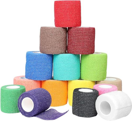 JOLIGAEA 15 Rollen Selbstklebender Verband - 5cm x 4.5m Vliesstoff Selbsthaftende Bandage, Haftbandage Elastische Binde, Kohäsive Bandage, Ideal für Hand- & Knöchelverstauchungen und Schwellungen von JOLIGAEA