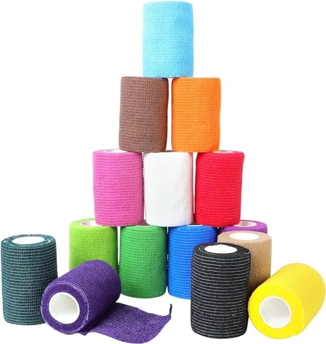 JOLIGAEA 15 Rollen Selbstklebender Verband - 7.5cm x 4.5m Vliesstoff Selbsthaftende Bandage, Haftbandage Elastische Binde, Kohäsive Bandage, Ideal für Hand- & Knöchelverstauchungen und Schwellungen von JOLIGAEA