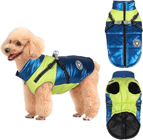 JOLIGAEA Hundemantel Winter, Hundemantel mit Geschirr, Winddichte Winterjacke Hund Outfit Haltbarer D-Ring für kleine Mittel Große Hunde, Mantel Hundejacke Outfit-M, Welpenmantel Jacke Weste von JOLIGAEA