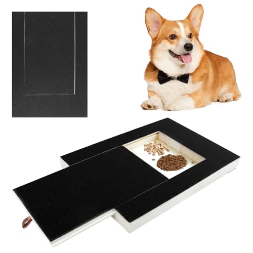 JOLIGAEA Nagelkratzbrett für Hundes, Kratzbrett für Hunde mit Leckerlibox, 35x25x3cm Kratzbrett aus Holz mit Ersatzblättern Schleifpapier, Hunde Krallenschleifer für Nagelpflege von Haustieren von JOLIGAEA