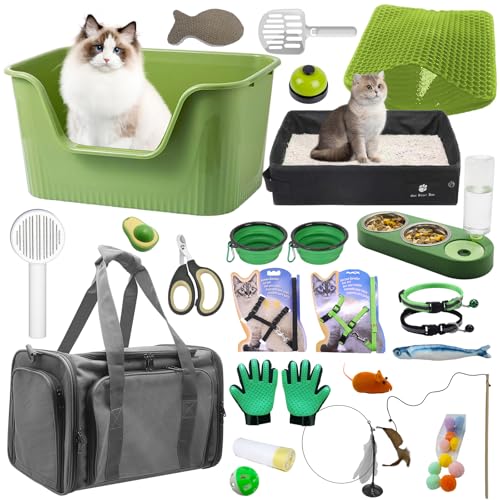 Katzen-Starter-Set, 37-teilig, Katzenutensilien und Katzen-Suuplies – inklusive Katzentoilette, Katzentoilette, Pflegewerkzeuge, Katzenminze-Spielzeug und mehr Sachen für alle Lebensstufen, von JOLL JOLL