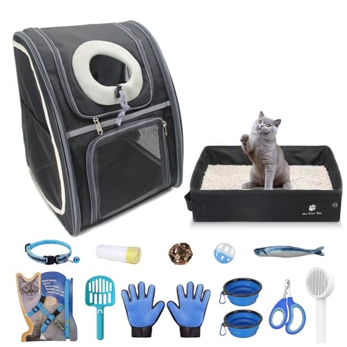 Katzenrucksack, Fluggesellschaftszugelassene und tragbare Katzentoilette, passend für Haustiere bis zu 9 kg (9 kg), für Haustiere, Katzen, Kätzchen, Hunde, Welpen, Katzen Essentials für Reisen im von JOLL JOLL
