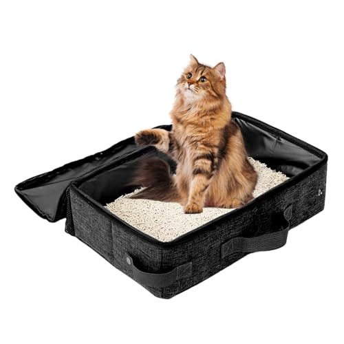 Tragbare Katzentoilette mit Deckel, 40,6 x 30,5 x 15,2 cm, faltbare Reise-Katzentoilette für Katzen, leicht und einfach zu transportieren, Katzenzubehör für Outdoor-Reisen von JOLL JOLL