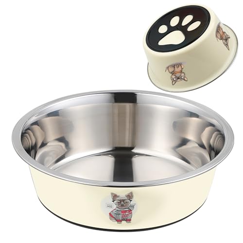 Hundenäpfe aus Edelstahl für kleine Hunde, 2 Stück Hundenapf für Futter und Wasser mit Gummiboden für Katzen und Hunde, 400 ml Futter- und Wassernapf von JOLLYJINKS