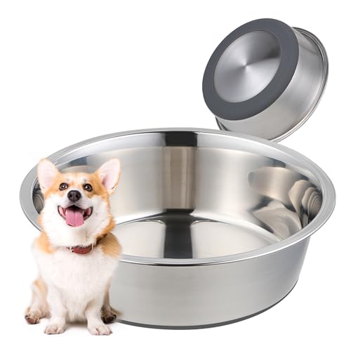 JOLLYJINKS 2 x Edelstahl-Hundenapf für mittelgroße Hunde, leichter Hundenapf für Futter und Wasser mit Gummiboden für Haustiere, 850 ml Futter- und Wassernapf von JOLLYJINKS