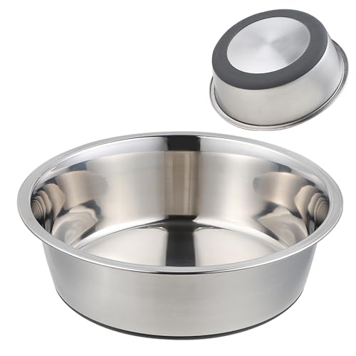 JOLLYJINKS Hundenäpfe aus Edelstahl für kleine Hunde, 2 Stück, leichte Hundenäpfe für Futter und Wasser, mit Gummiboden für Katzen und Hunde, 482 ml Futter- und Wassernapf von JOLLYJINKS