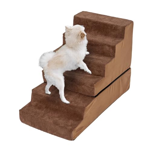 Hundetreppe für kleine Hunde, 6 Ebenen, Haustiertreppe mit mitteldichtem Schaumstoff und abnehmbarem Bezug, um auf hohe Betten zu gelangen, rutschfeste Hundetreppe für Katzen, 40,6 x 76,2 x 50,8 cm, von JONGEE