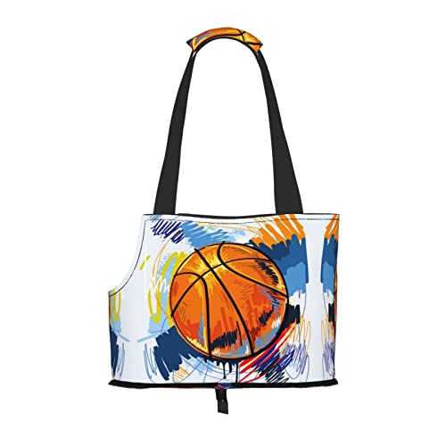 Basketball bunte Skizze Genuss gedruckt Haustier tragbare faltbare Schultertasche ideale Wahl für kleine Haustiere Reisen von JONGYA