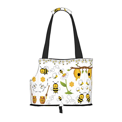 Flying Bees Daisy Honey Printed Pet Portable Foldable Shoulder Bag, Ideal Choice For Small Pet Travel von JONGYA