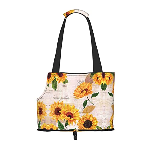 Tragbare faltbare Schultertasche mit Sonnenblumen-Druck, ideale Wahl für kleine Haustierreisen von JONGYA