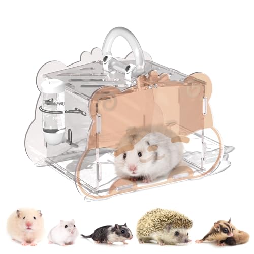 Hamster Reisekäfig, Tragbarer temporärer Hamsterkäfig, Acryl, leicht, Hamstertragebox für Hamster, Rennmäuse, ausgefallene Ratten, Igel, Kleintiere unterwegs - Braun von JONS NTY