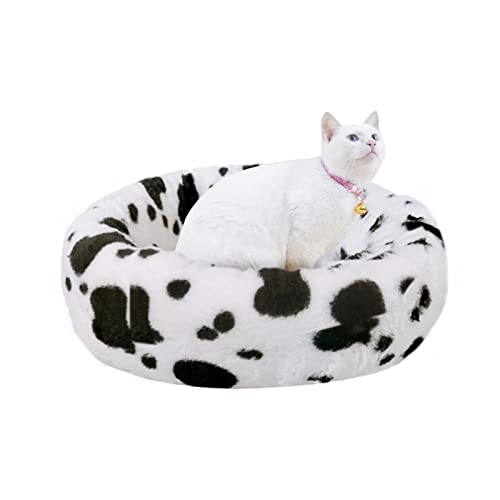 JOPOY Hundebett, beruhigendes Katzenbett, Kunstfellkissen, Haustier-Donut-Kuschelbett, rund, Plüschbett für große, mittelgroße und kleine Hunde und Katzen (Größe S: 45 x 45 x 15 cm) von JOPOY