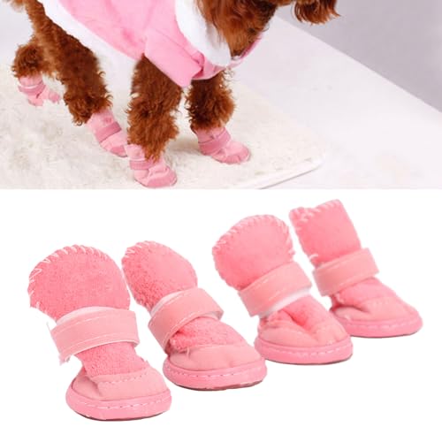 4 Stück Haustierstiefel, Warm, Weich, Verhindert Verrutschen, Leicht, Verstellbar, für Katzen und Hunde, Schneestiefel, Winterstiefel, Hundeschuhe für Kaltes Wetter, (2) von JOROBURO