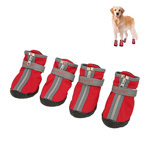 JOROBURO 4 Stück Hundeschuhe, Gummi-Hundeschuhe, Wasserdicht, Atmungsaktiv, Hundeschuhe, Weiche Unterseite, rutschfest, Verschleißfeste Hunde-Wanderschuhe für Outdoor-Sport (4#) von JOROBURO