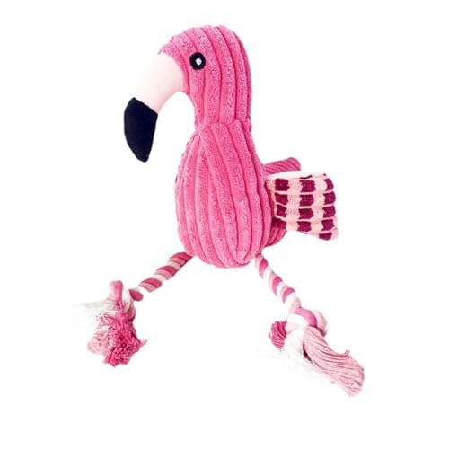 Hunde-Plüschspielzeug, Niedliches Flamingo-förmiges Haustier-Kauplüschspielzeug, Bissfestes, Quietschendes Hundespielzeug, Interaktives, Ausgestopftes Hunde-Kauspielzeug, Angstreduzierendes Zahnungssp von JOROBURO