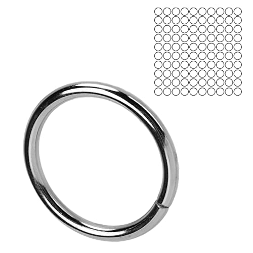 JOROBURO 100 Stück Runde Schnalle, Metall-O-Ringe, Robuster Edelstahlring, Mehrzweck-O-Ring für Makramee, Hardware, Taschen, Campinggürtel, Hundeleinen, Schlüsselanhänger, Geldbörse von JOROBURO