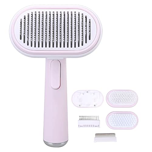 JOROBURO 5-in-1 Zupfbürste für Haustiere, Haarentfernung mit Einem Knopf, Automatische Knotenöffnung, Hundepflege-Massage-Haarbürstenset, Selbstfegende Bürste für Haustiere, (Rosa) von JOROBURO