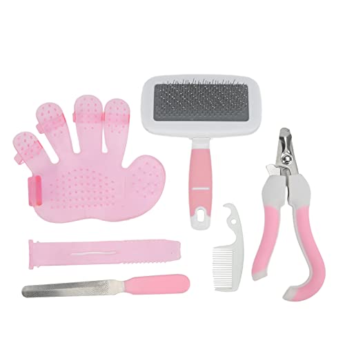 JOROBURO Haustier-Trimm-Set, Hundekamm, Katzen-Nagelschere, Haustierpflege, Friseur-Trimm-Sets, Haustier-Reinigungsmittel, Haustier-Pflegeset für die Haarpflege von Hunden (Rosa) von JOROBURO