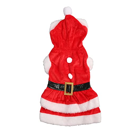 JOROBURO Haustier-Weihnachtskleid, Weiches, Verdicktes Haustier-Weihnachtsrotes Kleid, Hunde-Weihnachtskleidung, Doppelseitiges Korallen-Fleece, Atmungsaktiv, Knopfverschluss, (XS) von JOROBURO