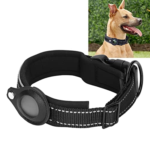 Hundehalsband, Reflektierend, Verstellbar, Strapazierfähig, mit Neopren Gepolstert, Haustierhalsband mit Airtag-Halterung, Verstellbares Air-Tag-Zubehör, Haustierhalsband für (S von JOROBURO