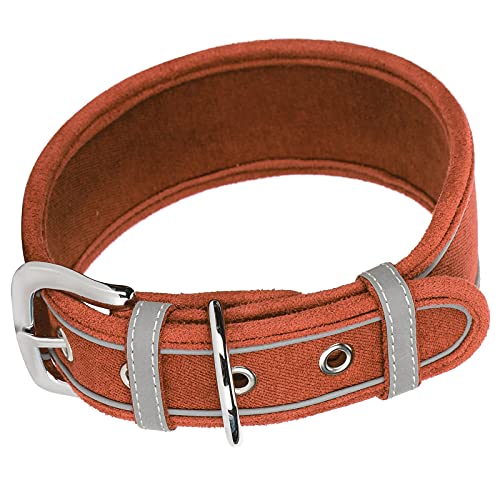 Hundehalsband, Verstellbares, Robustes, Reflektierendes Hundehalsband mit Robuster Metallschnalle und D-Ring, Kaubeständige, Dicke Militär-Hundehalsbänder für Kleine, (Braun) von JOROBURO