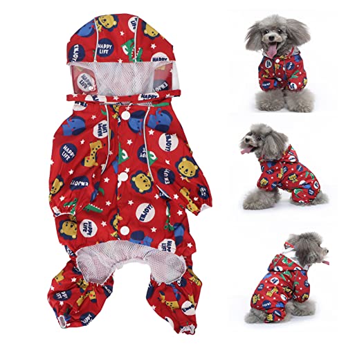 JOROBURO Hunderegenmantel, Reflektierender Wasserdichter Hunderegenmantel mit Kapuze, 4 Beine, Haustier-Regenjacke, Hundeponcho, Hunde-Regenjacke mit Kapuze, Slicker-Poncho, (S) von JOROBURO