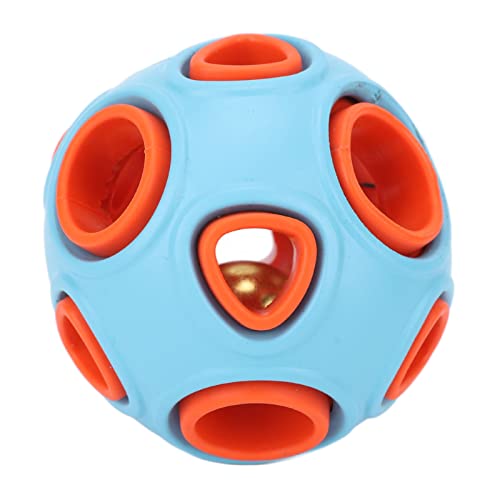 JOROBURO Hundespielzeugball, Bissfester, Langlebiger Gummi, Interaktiver Spielzeugball Zur Futterausgabe für Hunde mit Glockenton, Hundepuzzlespielzeug, Interaktives Haustier-Kauspielzeug von JOROBURO