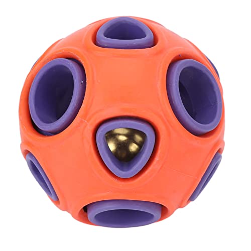 JOROBURO Hundespielzeugball, Bissfester, Langlebiger Gummi, Interaktiver Spielzeugball Zur Futterausgabe für Hunde mit Glockenton, Hundepuzzlespielzeug, Interaktives Haustier-Kauspielzeug von JOROBURO