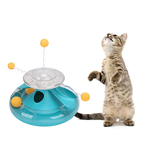 JOROBURO Katzen-Plattenspieler-Leckagespielzeug, Langlebiges Kreis-Tracking-Puzzle, Katzenfutter-Ausgabespielzeug, Multifunktionales Plattenspieler-Track-Spielzeug aus Gesundem Material von JOROBURO