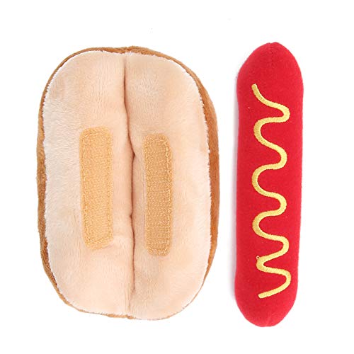 JOROBURO Kauspielzeug für Hunde, Weiches Plüsch-Hundespielzeug in Hot-Dog-Form mit Abnehmbarem Soundgerät, Quietschendes Plüsch-Welpenspielzeug für Hunde, Lustiges Interaktives von JOROBURO